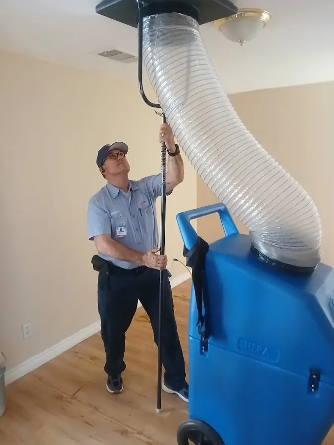 Mini Split Installation technician using HEPA equipment in Garland